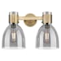 Innovations Lighting Lawton Bell 2 Light 16" Wide Vanity Light with Light Smoke Glass Shades Brushed Brass