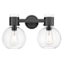 Innovations Lighting Lawton Sphere 2 Light 16" Wide Vanity Light with Clear Glass Shades Matte Black