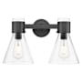 Innovations Lighting Lawton Cone 2 Light 16" Wide Vanity Light with Clear Glass Shades Matte Black