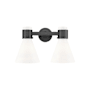 Innovations Lighting Lawton Cone 2 Light 16" Wide Vanity Light Matte Black / Gloss White