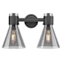 Innovations Lighting Lawton Cone 2 Light 16" Wide Vanity Light with Light Smoke Glass Shades Matte Black