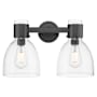 Innovations Lighting Lawton Bell 2 Light 16" Wide Vanity Light with Clear Glass Shades Matte Black