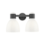 Innovations Lighting Lawton Bell 2 Light 16" Wide Vanity Light Matte Black / Gloss White
