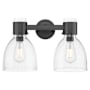 Innovations Lighting Lawton Bell 2 Light 16" Wide Vanity Light with Clear, Seedy Glass Shades Matte Black