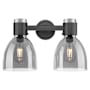 Innovations Lighting Lawton Bell 2 Light 16" Wide Vanity Light with Light Smoke Glass Shades Matte Black