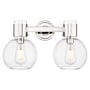 Innovations Lighting Lawton Sphere 2 Light 16" Wide Vanity Light with Clear Glass Shades Polished Nickel