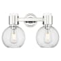 Innovations Lighting Lawton Sphere 2 Light 16" Wide Vanity Light with Clear, Seedy Glass Shades Polished Nickel