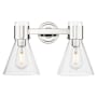 Innovations Lighting Lawton Cone 2 Light 16" Wide Vanity Light with Clear Glass Shades Polished Nickel
