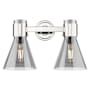 Innovations Lighting Lawton Cone 2 Light 16" Wide Vanity Light with Light Smoke Glass Shades Polished Nickel