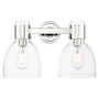 Innovations Lighting Lawton Bell 2 Light 16" Wide Vanity Light with Clear Glass Shades Polished Nickel