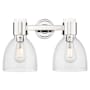 Innovations Lighting Lawton Bell 2 Light 16" Wide Vanity Light with Clear, Seedy Glass Shades Polished Nickel