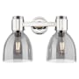 Innovations Lighting Lawton Bell 2 Light 16" Wide Vanity Light with Light Smoke Glass Shades Polished Nickel