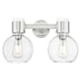 Innovations Lighting Lawton Sphere 2 Light 16" Wide Vanity Light with Clear, Seedy Glass Shades Brushed Satin Nickel