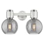 Innovations Lighting Lawton Sphere 2 Light 16" Wide Vanity Light with Light Smoke Glass Shades Brushed Satin Nickel