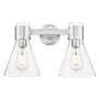 Innovations Lighting Lawton Cone 2 Light 16" Wide Vanity Light with Clear Glass Shades Satin Nickel