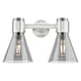 Innovations Lighting Lawton Cone 2 Light 16" Wide Vanity Light with Light Smoke Glass Shades Satin Nickel