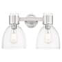 Innovations Lighting Lawton Bell 2 Light 16" Wide Vanity Light with Clear Glass Shades Satin Nickel
