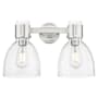 Innovations Lighting Lawton Bell 2 Light 16" Wide Vanity Light with Clear, Seedy Glass Shades Satin Nickel