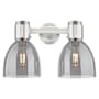 Innovations Lighting Lawton Bell 2 Light 16" Wide Vanity Light with Light Smoke Glass Shades Satin Nickel