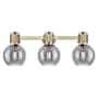 Innovations Lighting Lawton Sphere 3 Light 24" Wide Vanity Light with Light Smoke Glass Shades Brushed Brass