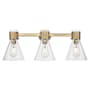 Innovations Lighting Lawton Cone 3 Light 24" Wide Vanity Light with Clear Glass Shades Brushed Brass