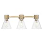 Innovations Lighting Lawton Cone 3 Light 24" Wide Vanity Light with Clear, Seedy Glass Shades Brushed Brass