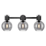 Innovations Lighting Lawton Sphere 3 Light 24" Wide Vanity Light with Light Smoke Glass Shades Matte Black