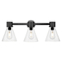 Innovations Lighting Lawton Cone 3 Light 24" Wide Vanity Light with Clear Glass Shades Matte Black