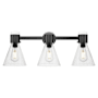 Innovations Lighting Lawton Cone 3 Light 24" Wide Vanity Light with Clear, Seedy Glass Shades Matte Black