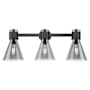 Innovations Lighting Lawton Cone 3 Light 24" Wide Vanity Light with Light Smoke Glass Shades Matte Black