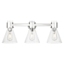 Innovations Lighting Lawton Cone 3 Light 24" Wide Vanity Light with Clear Glass Shades Polished Nickel