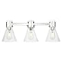 Innovations Lighting Lawton Cone 3 Light 24" Wide Vanity Light with Clear, Seedy Glass Shades Polished Nickel
