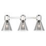 Innovations Lighting Lawton Cone 3 Light 24" Wide Vanity Light with Light Smoke Glass Shades Polished Nickel