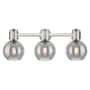 Innovations Lighting Lawton Sphere 3 Light 24" Wide Vanity Light with Light Smoke Glass Shades Brushed Satin Nickel