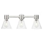 Innovations Lighting Lawton Cone 3 Light 24" Wide Vanity Light with Clear Glass Shades Satin Nickel