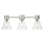 Innovations Lighting Lawton Cone 3 Light 24" Wide Vanity Light with Clear, Seedy Glass Shades Satin Nickel