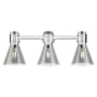 Innovations Lighting Lawton Cone 3 Light 24" Wide Vanity Light with Light Smoke Glass Shades Satin Nickel