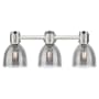 Innovations Lighting Lawton Bell 3 Light 24" Wide Vanity Light with Light Smoke Glass Shades Satin Nickel