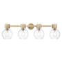 Innovations Lighting Lawton Sphere 4 Light 34" Wide Vanity Light with Clear, Seedy Glass Shades Brushed Brass
