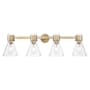 Innovations Lighting Lawton Cone 4 Light 34" Wide Vanity Light with Clear, Seedy Glass Shades Brushed Brass