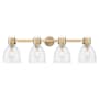 Innovations Lighting Lawton Bell 4 Light 34" Wide Vanity Light with Clear Glass Shades Brushed Brass