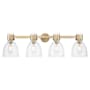 Innovations Lighting Lawton Bell 4 Light 34" Wide Vanity Light with Clear, Seedy Glass Shades Brushed Brass