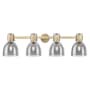 Innovations Lighting Lawton Bell 4 Light 34" Wide Vanity Light with Light Smoke Glass Shades Brushed Brass