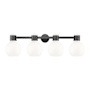 Innovations Lighting Lawton Sphere 4 Light 34" Wide Vanity Light Matte Black / Gloss White