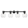 Innovations Lighting Lawton Sphere 4 Light 34" Wide Vanity Light with Clear, Seedy Glass Shades Matte Black
