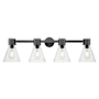 Innovations Lighting Lawton Cone 4 Light 34" Wide Vanity Light with Clear, Seedy Glass Shades Matte Black