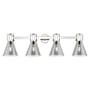 Innovations Lighting Lawton Cone 4 Light 34" Wide Vanity Light with Light Smoke Glass Shades Polished Nickel