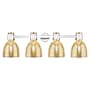 Innovations Lighting Lawton Bell 4 Light 34" Wide Vanity Light with Mercury Glass Shades Polished Nickel