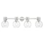 Innovations Lighting Lawton Sphere 4 Light 34" Wide Vanity Light with Clear, Seedy Glass Shades Brushed Satin Nickel