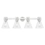 Innovations Lighting Lawton Cone 4 Light 34" Wide Vanity Light with Clear, Seedy Glass Shades Satin Nickel